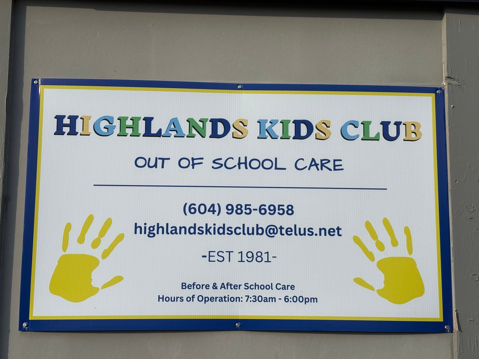 Highlands Kids Club out of school care room