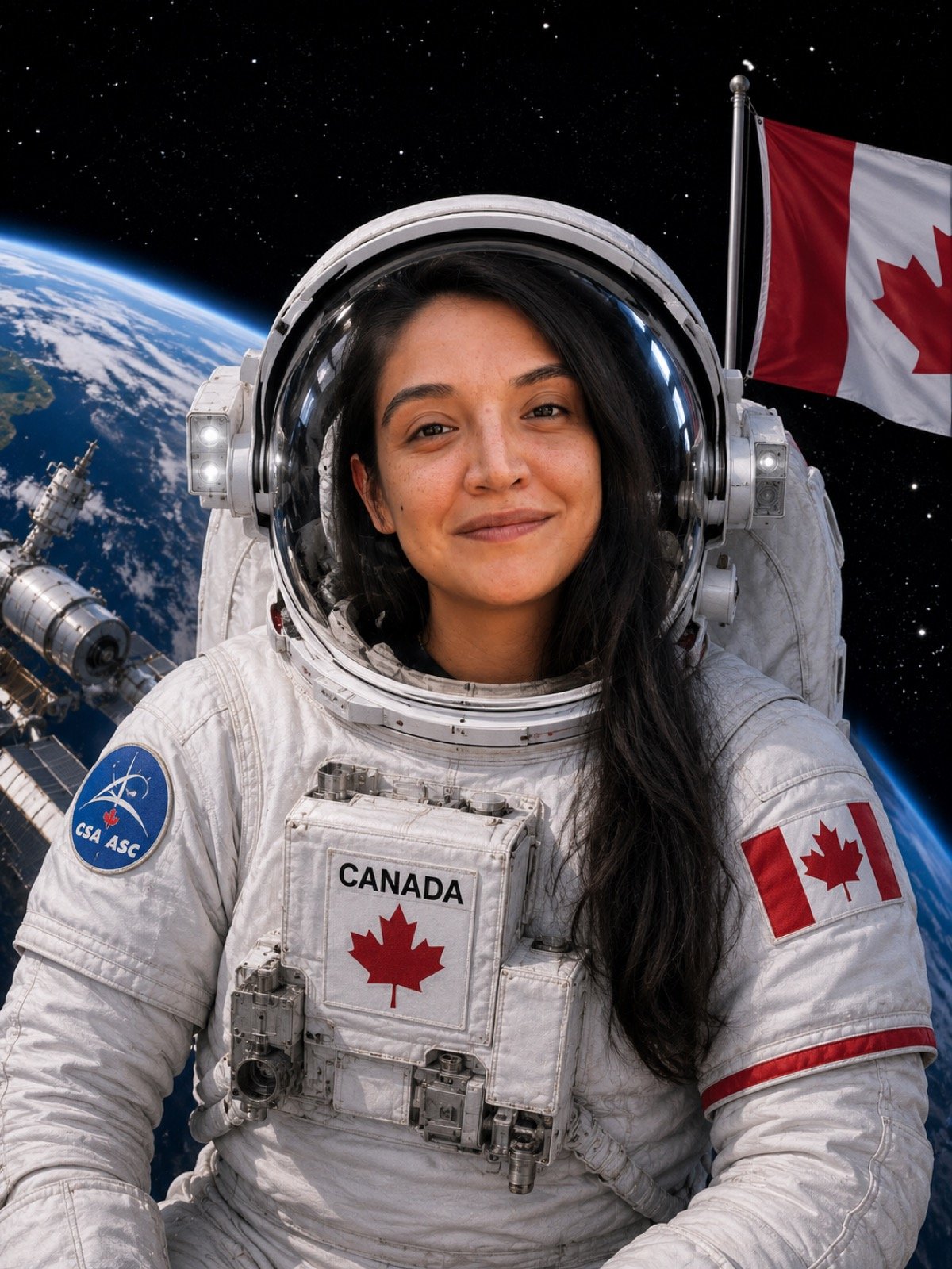 Rose dressed as an astronaut
